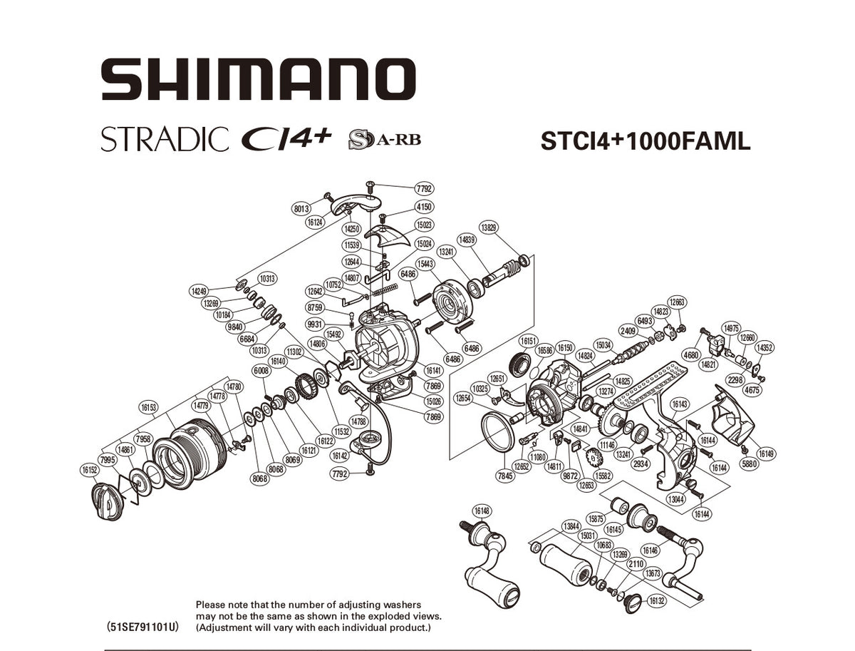 Shimano STCI4-1000F Stradic Spinning Reel OEM Replacement Parts From