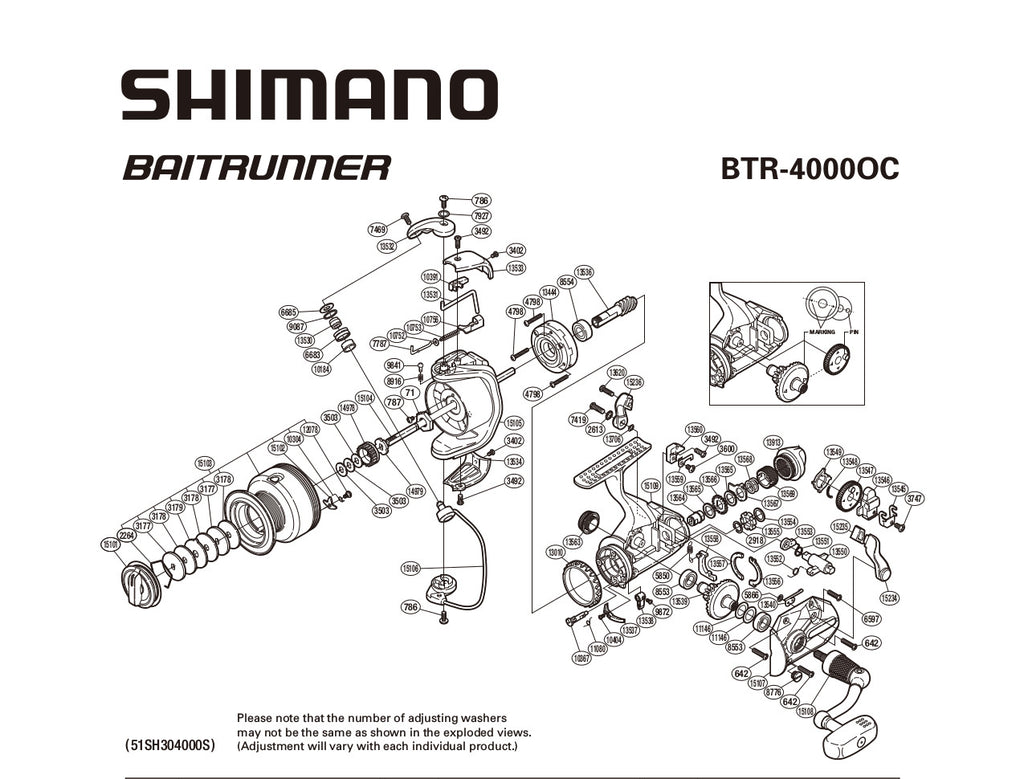 Shimano Handle Assembly RD13542 Baitrunner 4000D and 4000OC Reels - New  105FC