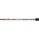 A close-up of a fishing rod section featuring a black and gray camouflage pattern with bright orange accents, white 'COMBAT CAT' branding, and a black textured handle on the right, set against a plain white background.