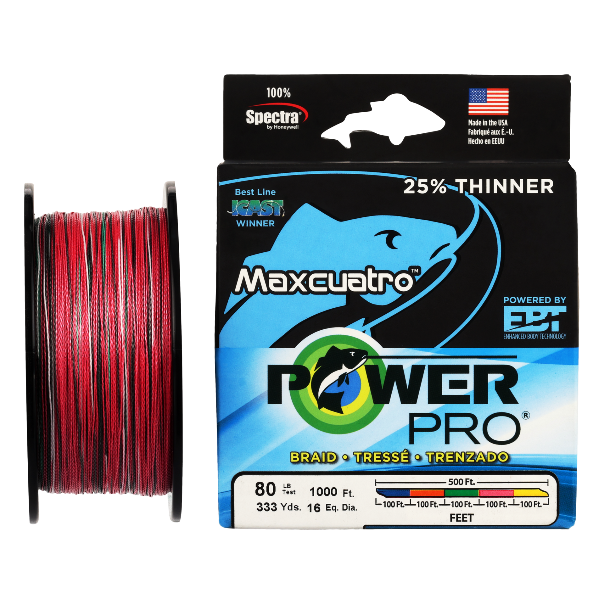 Power Pro Maxcuatro Braided Line Metered 80lb 500yd